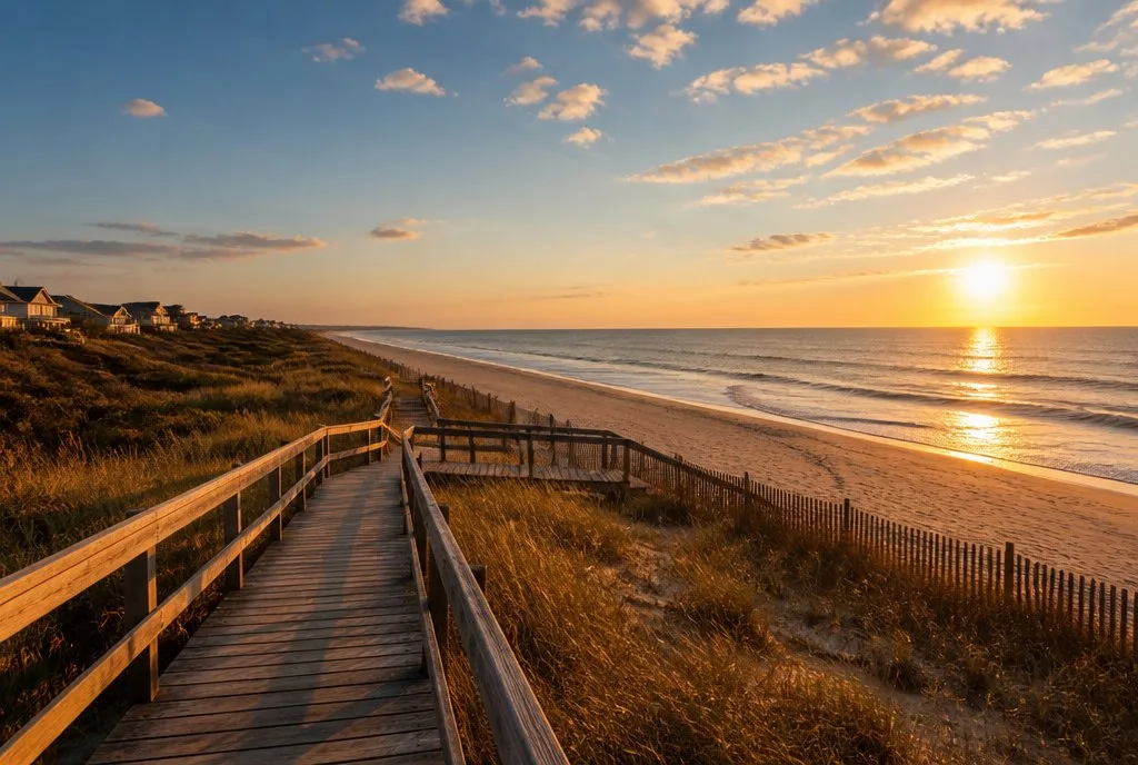 Kuestenpromenade in New Jersey im Herbst