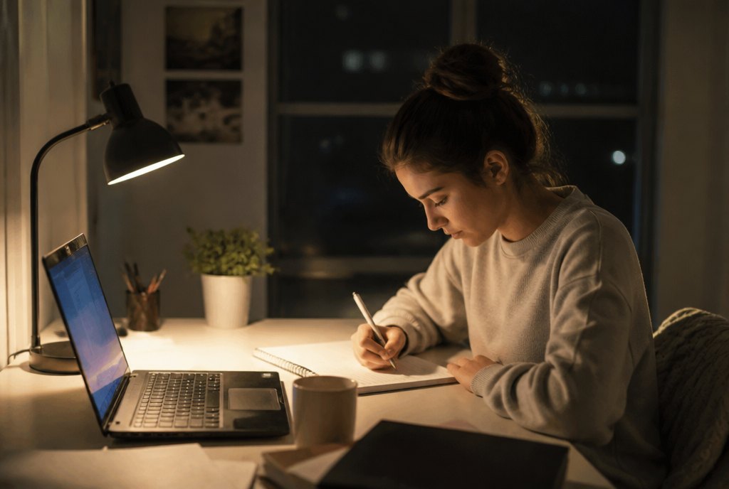 Studying in the evening