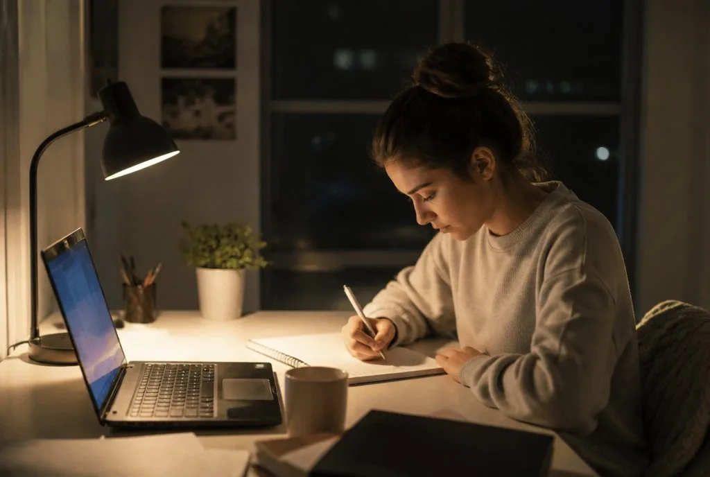 Studying in the evening